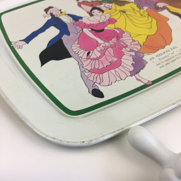 Vtg Christmas Carol Charles Dickens White Tin Tray‎ Decor Characters Holiday - Picture 7 of 9